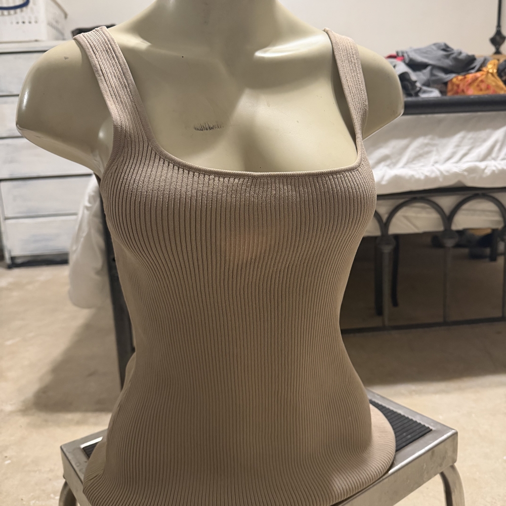 Ribbed Beige Tank Top